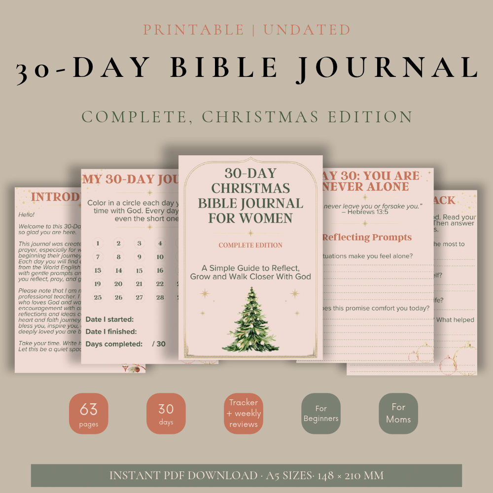 30-Day Bible Journal for Women Christmas Edition printable PDF cover